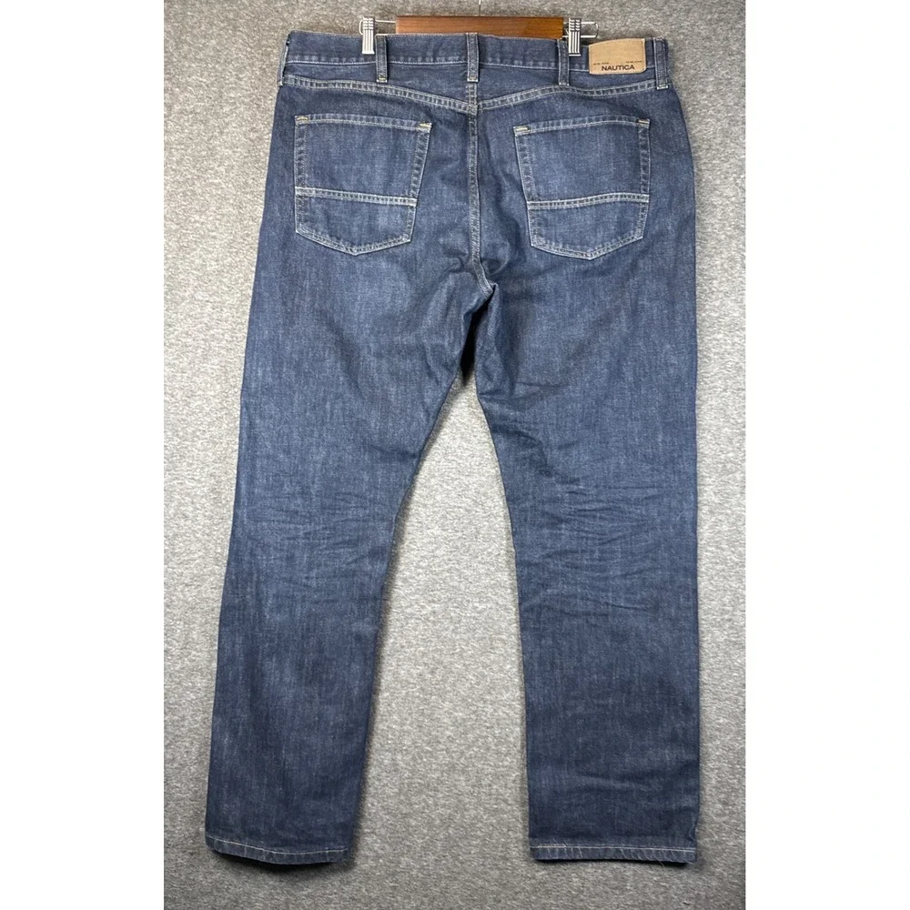 Nautica Straight Fit Dark‎ Wash Denim Jeans Pants Mens Size 40 x 32 Academia EUC